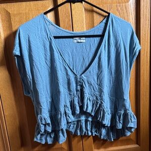 Urban Outfitters Teal Ruffled Blouse